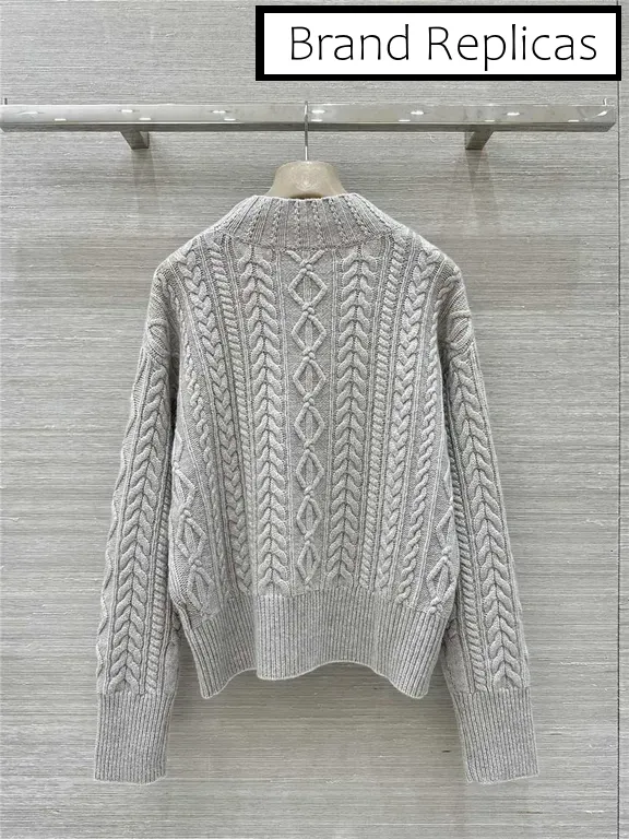 Max Mara Grey Cable Cashmere Sweater